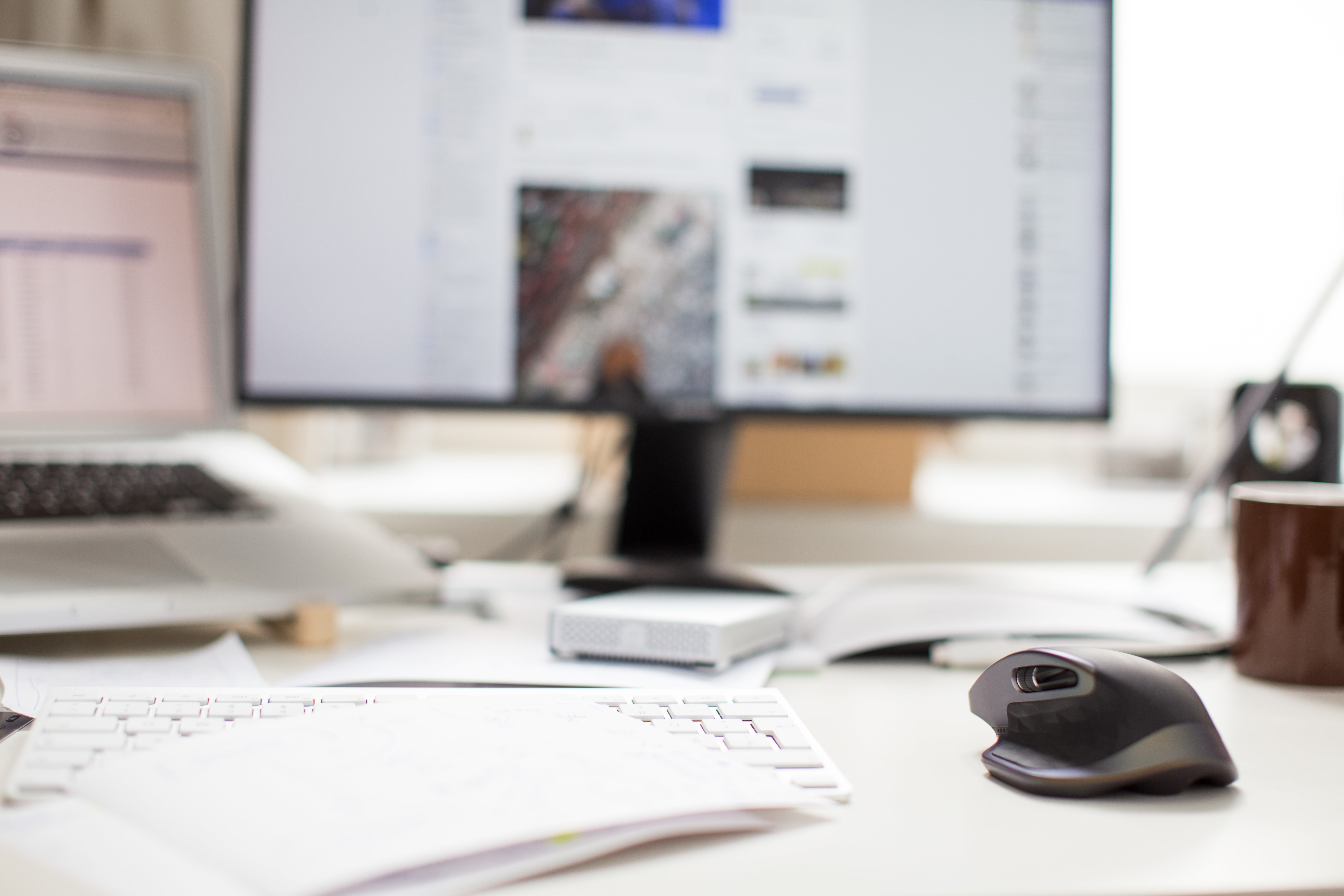 Office Desk with Keyboard and Mouse