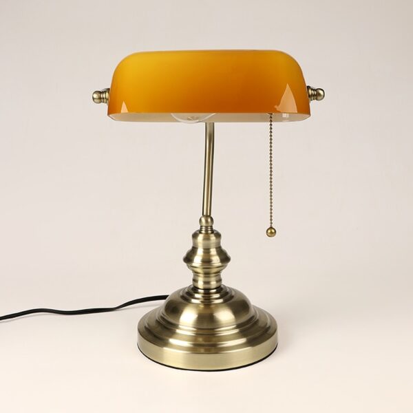 Retro industrial Classical E27 banker table lamp  Green glass lampshade cover with switch desk lights for bedroom study reading 3